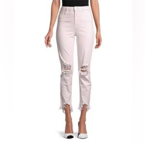L'AGENCE Light Pale Pink Distressed Ankle Jeans